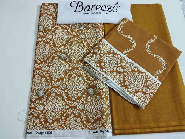 Bareeze 3PC Printed Slub Khaddar - PR2126