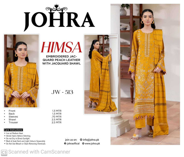Johra Himsa Embroidered Jacquard Peach Leather with Jacquard Shawl – JW-513