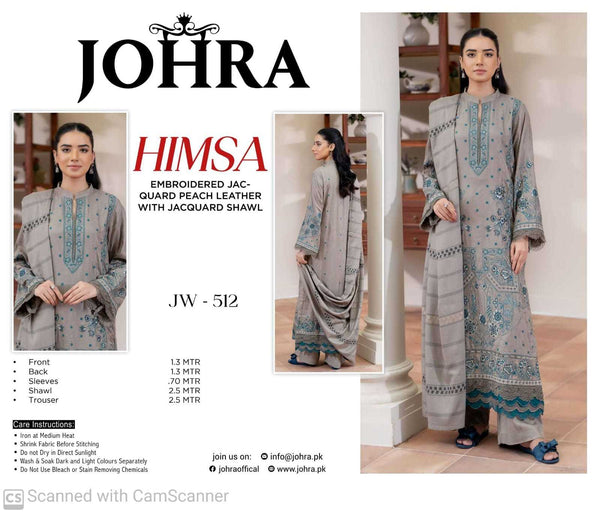 Johra Himsa Embroidered Jacquard Peach Leather with Jacquard Shawl – JW-512