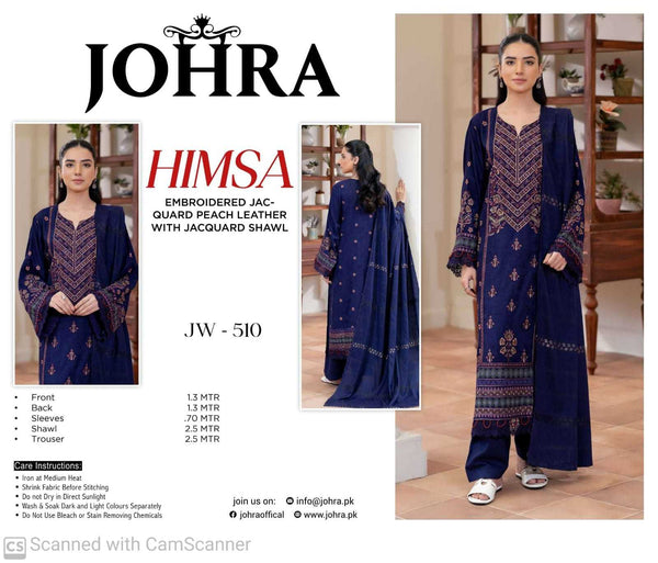 Johra Himsa Embroidered Jacquard Peach Leather with Jacquard Shawl – JW-510