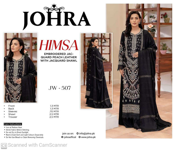 Johra Himsa Embroidered Jacquard Peach Leather with Jacquard Shawl – JW-507
