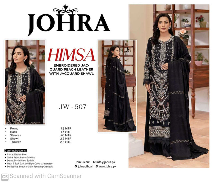 Johra Himsa Embroidered Jacquard Peach Leather with Jacquard Shawl – JW-507