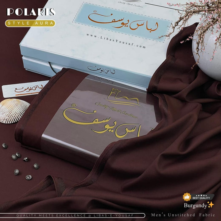 Polaris - By Libas-e-Yousaf - Premium Quality Winter Unstitched Suit - Burgundy - RUBAB CLOSET