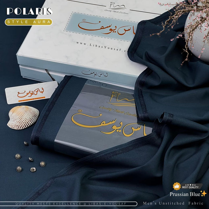 Polaris - By Libas-e-Yousaf - Premium Quality Winter Unstitched Suit - Prussian Blue - RUBAB CLOSET