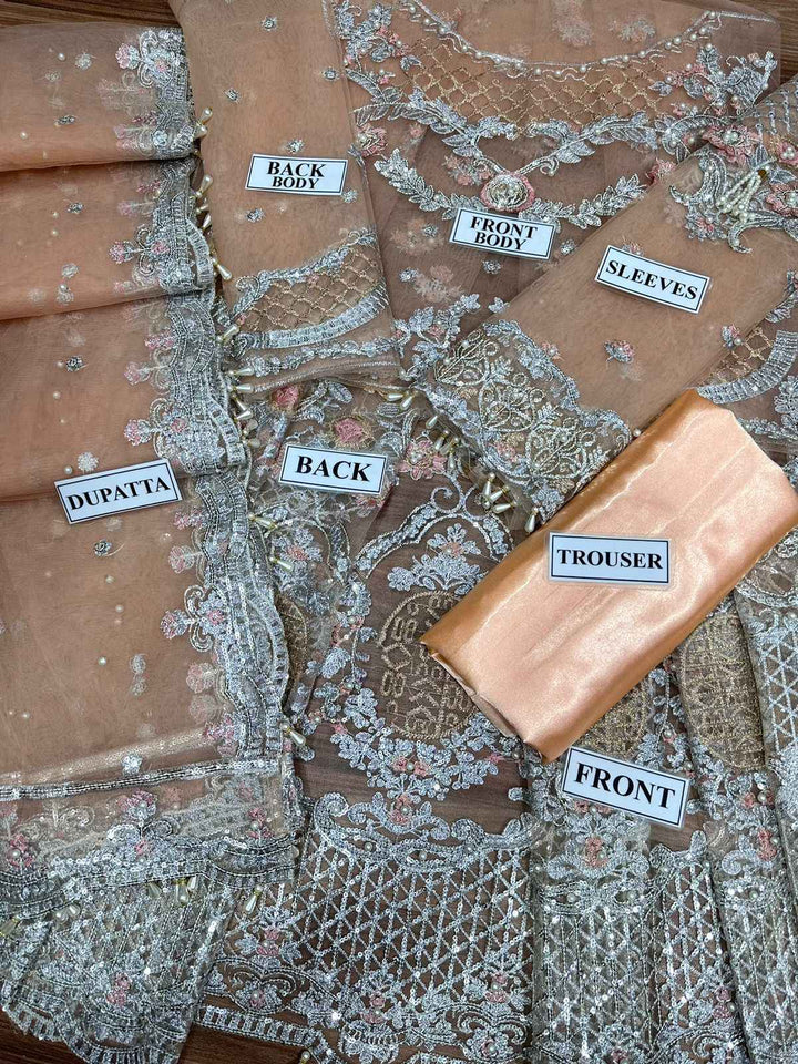 Maria B Couture Luxury Net Maxi Embroidered 3 Piece Unstitched