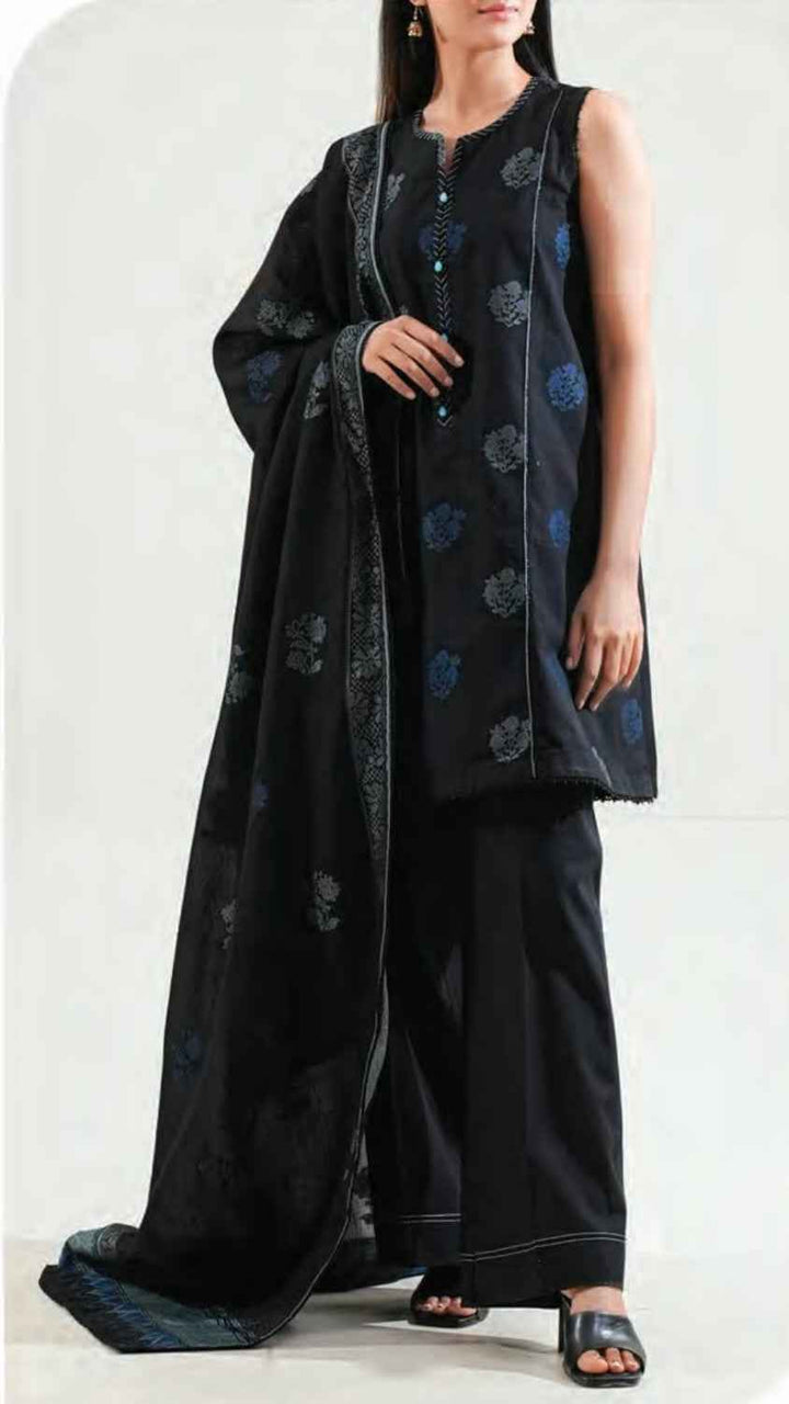 SAYA Unstitched Jacquard Cotton 3 Piece