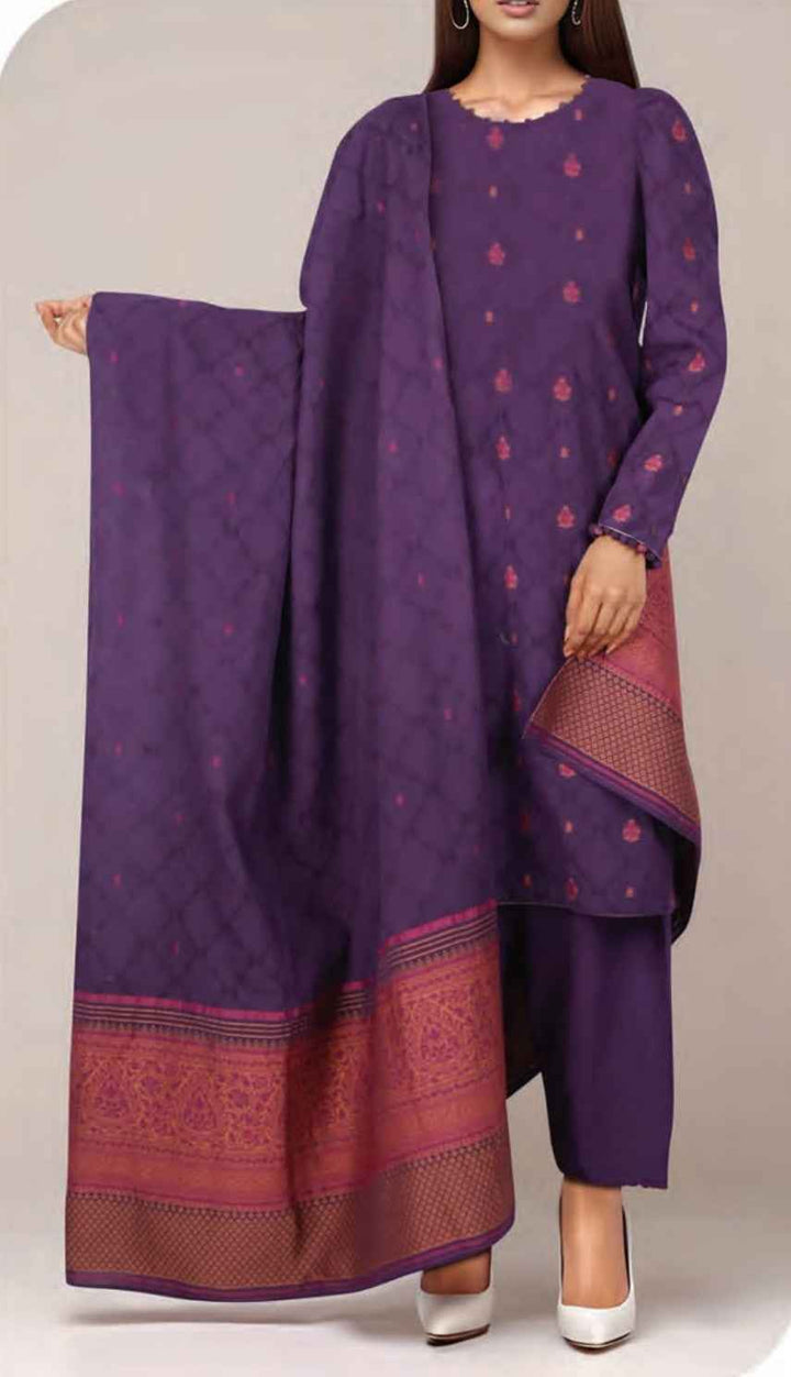 SAYA Unstitched Jacquard Cotton 3 Piece