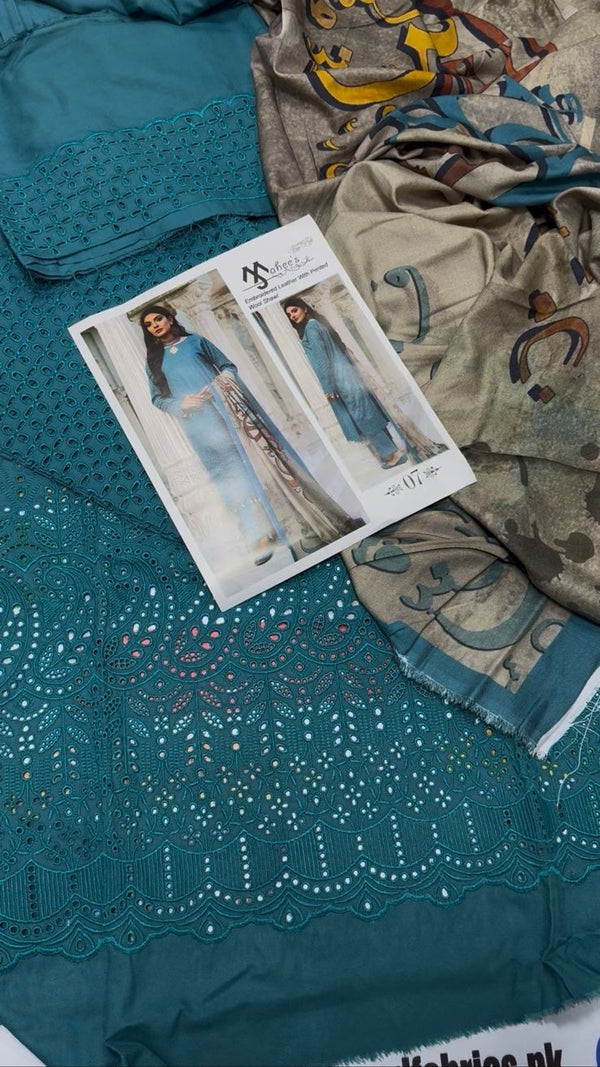 Mahee's By Riaz Arts - Embroidered Peach Leather