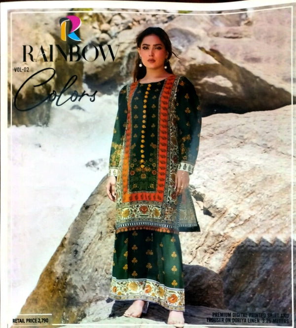 Colors by Rainbow 2PC Linen Vol 2 – Digital Printed Doriya Linen
