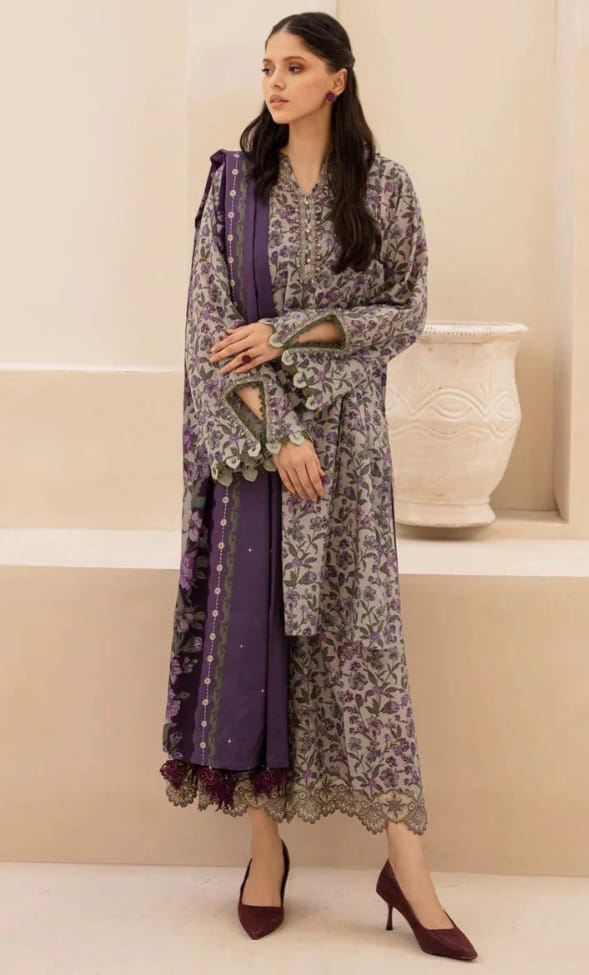 BAROQUE UNSTITCHED 3PC PRINTED VISCOSE UF-12