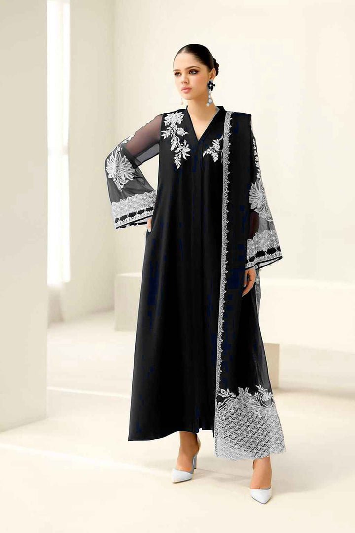 Baroque Embroidered Chiffon 3PC Suit Festive Collection - Black