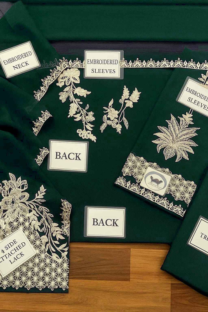Baroque Embroidered Chiffon 3PC Suit Festive Collection - Green