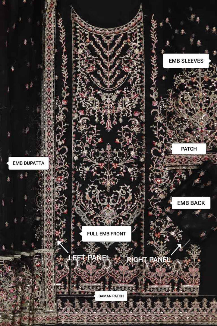 Kanwal Malik – Chiffon Embroidered Unstitched 3PC Suit D-2445