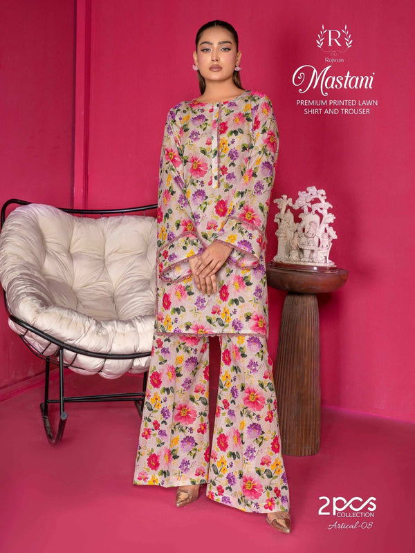 Mastani by Rajwan – 2PC Printed Lawn Summer Suit | 2025 Collection