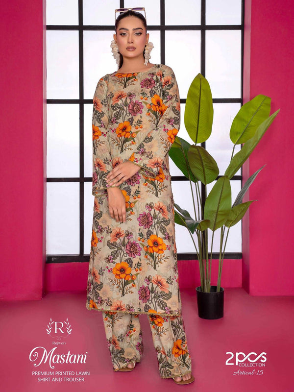 Mastani by Rajwan – 2PC Printed Lawn Summer Suit | 2025 Collection