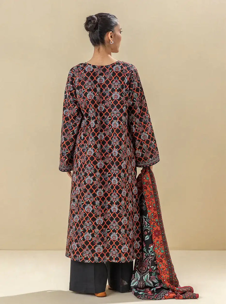 BEECHTREE 2 PIECE - PRINTED KHADDAR SUIT WITH HERRINGBONE SHAWL