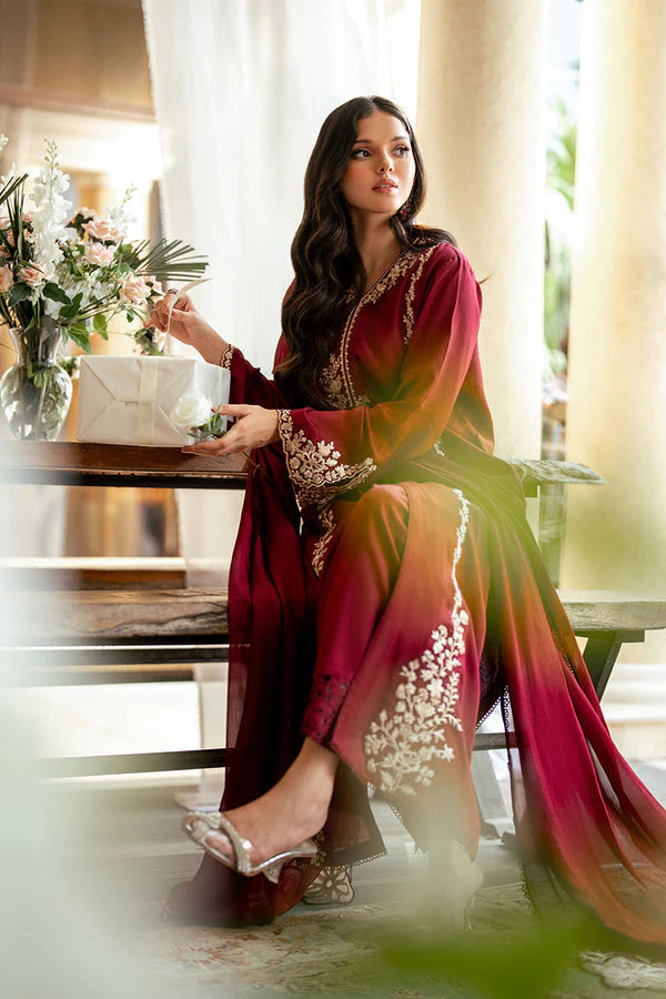 Dhanak 3PC Embroidered Shirt with Dhanak Embroidered Dupatta-3431 - RUBAB CLOSET