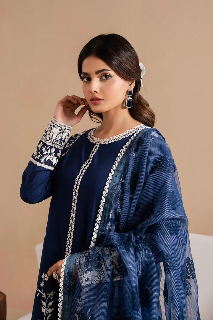 Dhanak-3PC Embroidered Shirt with Digital Printed Wool Shawl - 3367 - RUBAB CLOSET