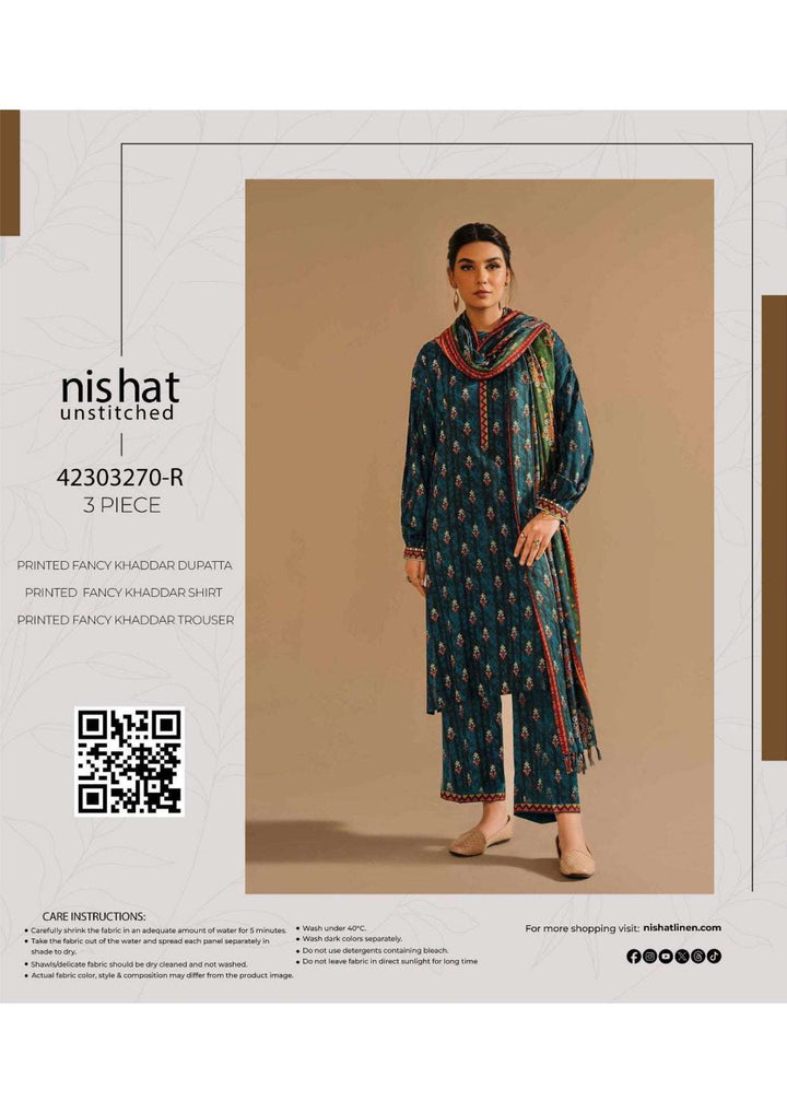 Nishat 3 Piece Printed Khaddar Winter Collection 2024
