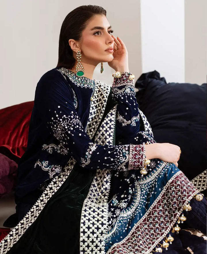 Nureh 3Pc Embroidered And Embellished Velvet - NW-109 - RUBAB CLOSET