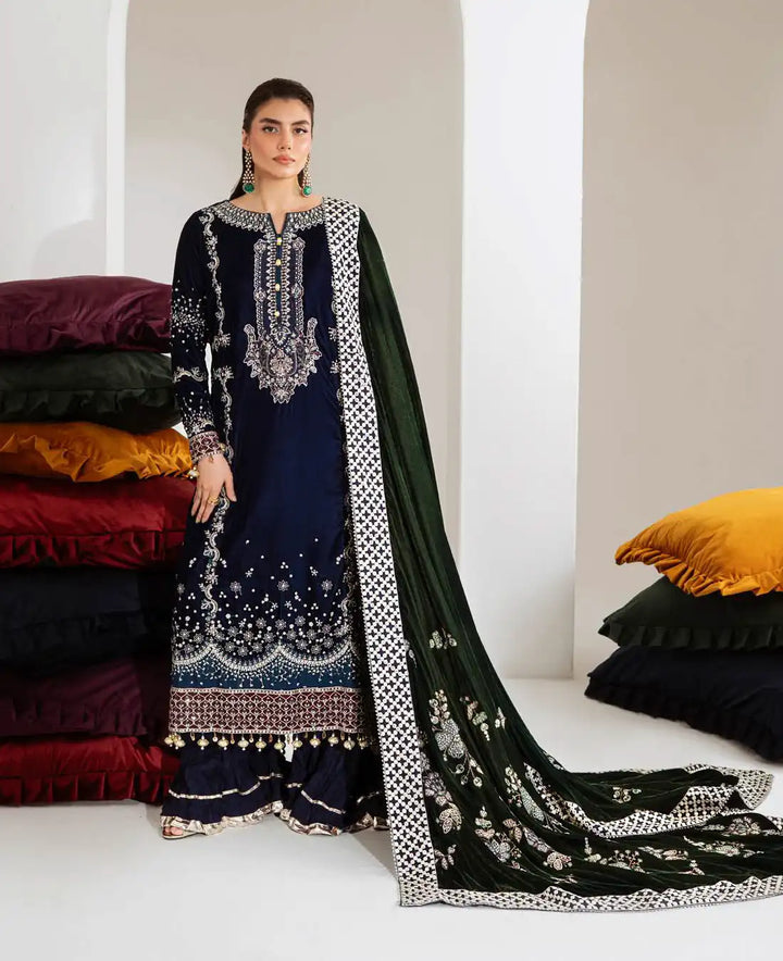 Nureh 3Pc Embroidered And Embellished Velvet - NW-109 - RUBAB CLOSET