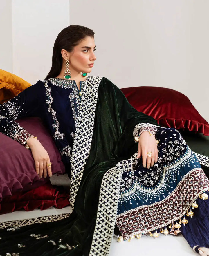 Nureh 3Pc Embroidered And Embellished Velvet - NW-109 - RUBAB CLOSET