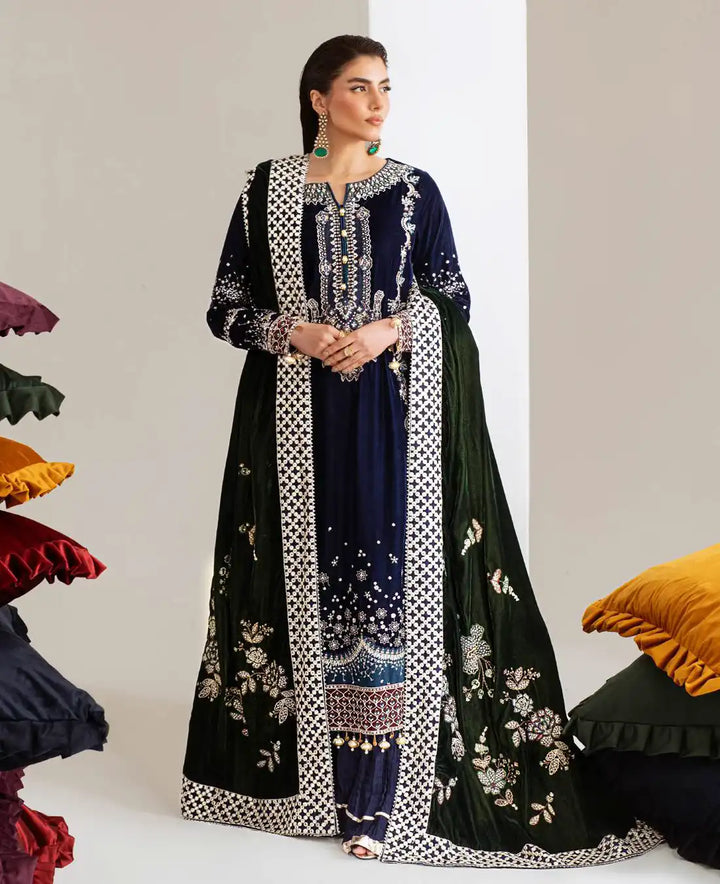 Nureh 3Pc Embroidered And Embellished Velvet - NW-109 - RUBAB CLOSET