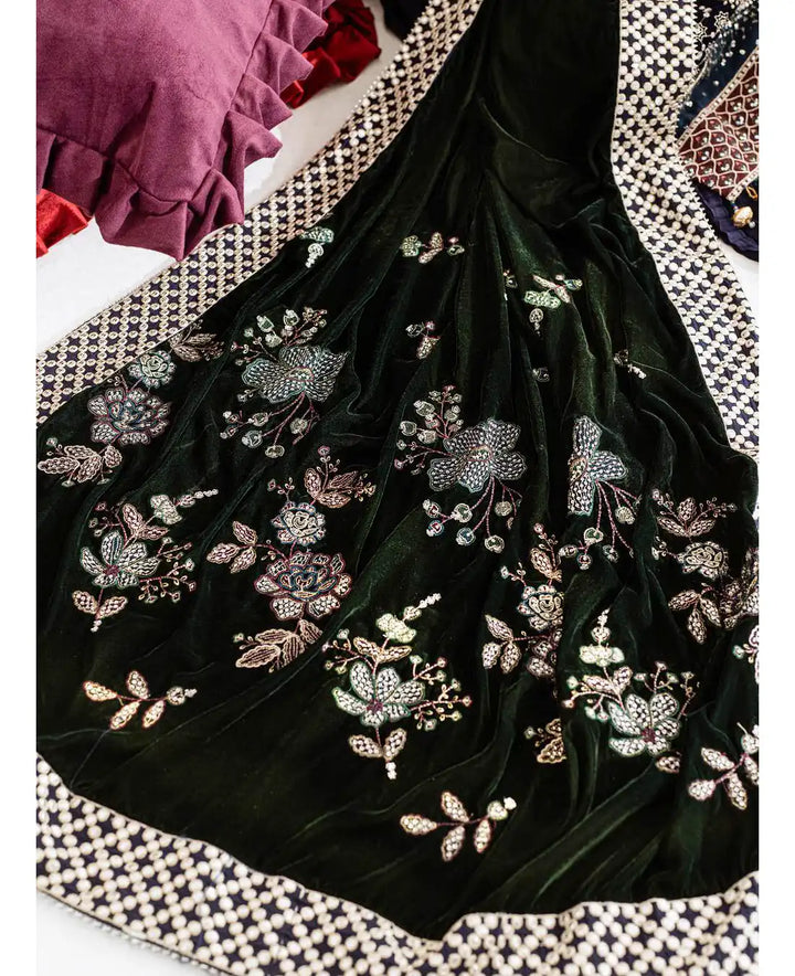 Nureh 3Pc Embroidered And Embellished Velvet - NW-109 - RUBAB CLOSET