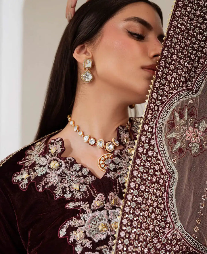 Nureh 3Pc Embroidered And Embellished Velvet - NW-110 - RUBAB CLOSET