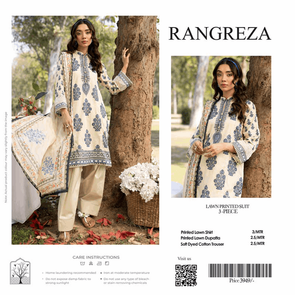 Rang Reza – 3PC Printed Lawn Suit | Original 2025 Summer Collection