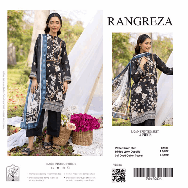 Rang Reza – 3PC Printed Lawn Suit | Original 2025 Summer Collection