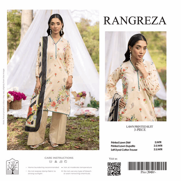 Rang Reza – 3PC Printed Lawn Suit | Original 2025 Summer Collection