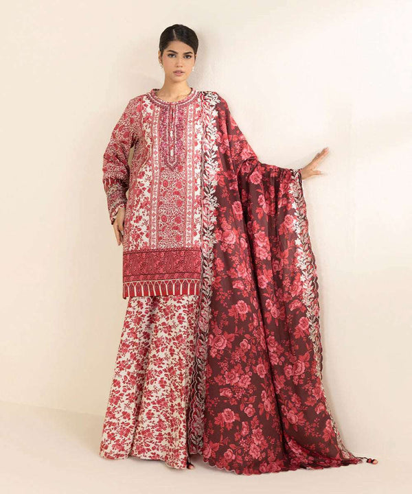 Sapphire 3Pc Embroidered khaddar Suit - U3PESG24V827