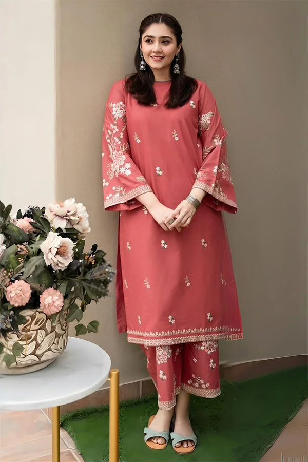 Urge - 2PC DHANAK EMBROIDERED SHIRT AND TROUSER-661