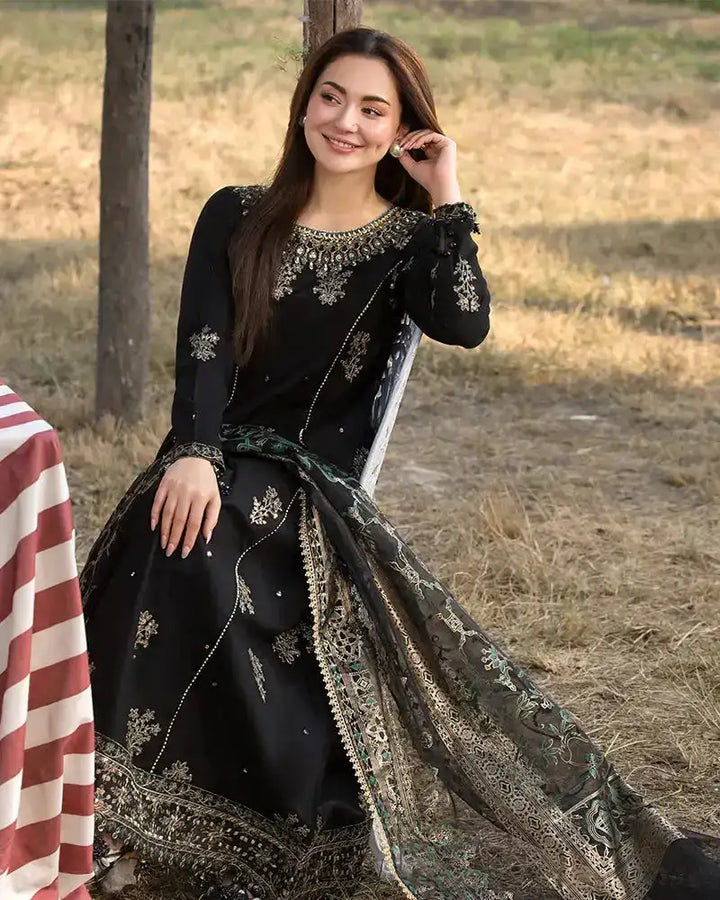 Dhanak -3PC Embroidered Shirt with Digital Printed Silk Dupatta-3283