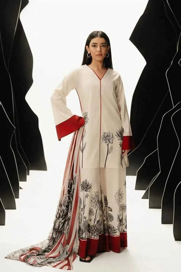 3PC Digital Printed Shamoze Silk Unstitched Dress