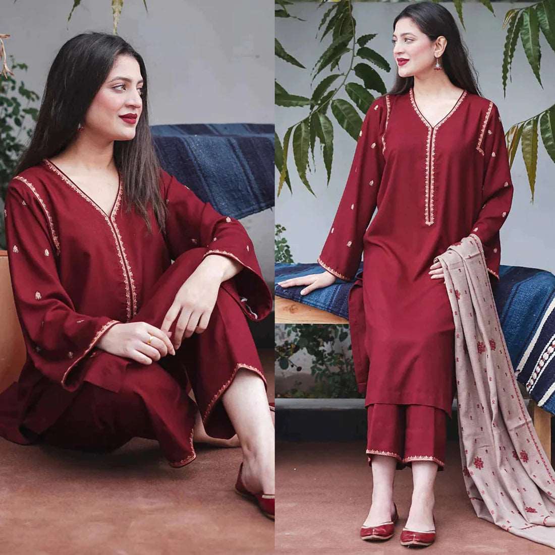 Rubab Closet Winter's Dhanak 3PC Embroidered Suit-892