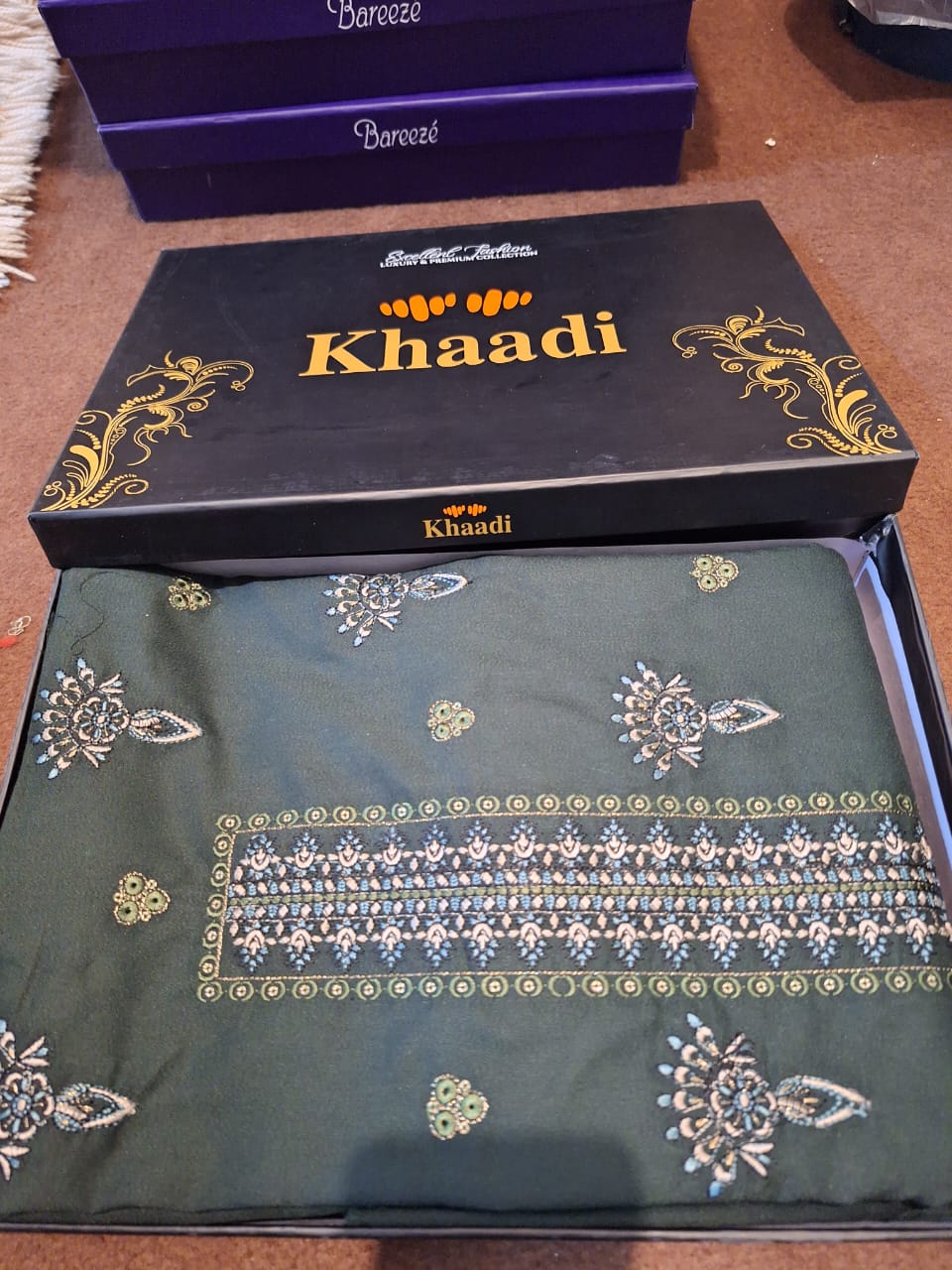 Khaadi Peach Karandi 3PC with Pure Embroidered Dupatta