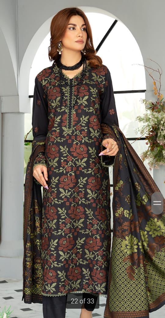 Dastoor Embroidered Swiss Wool Collection with Swati Shawl