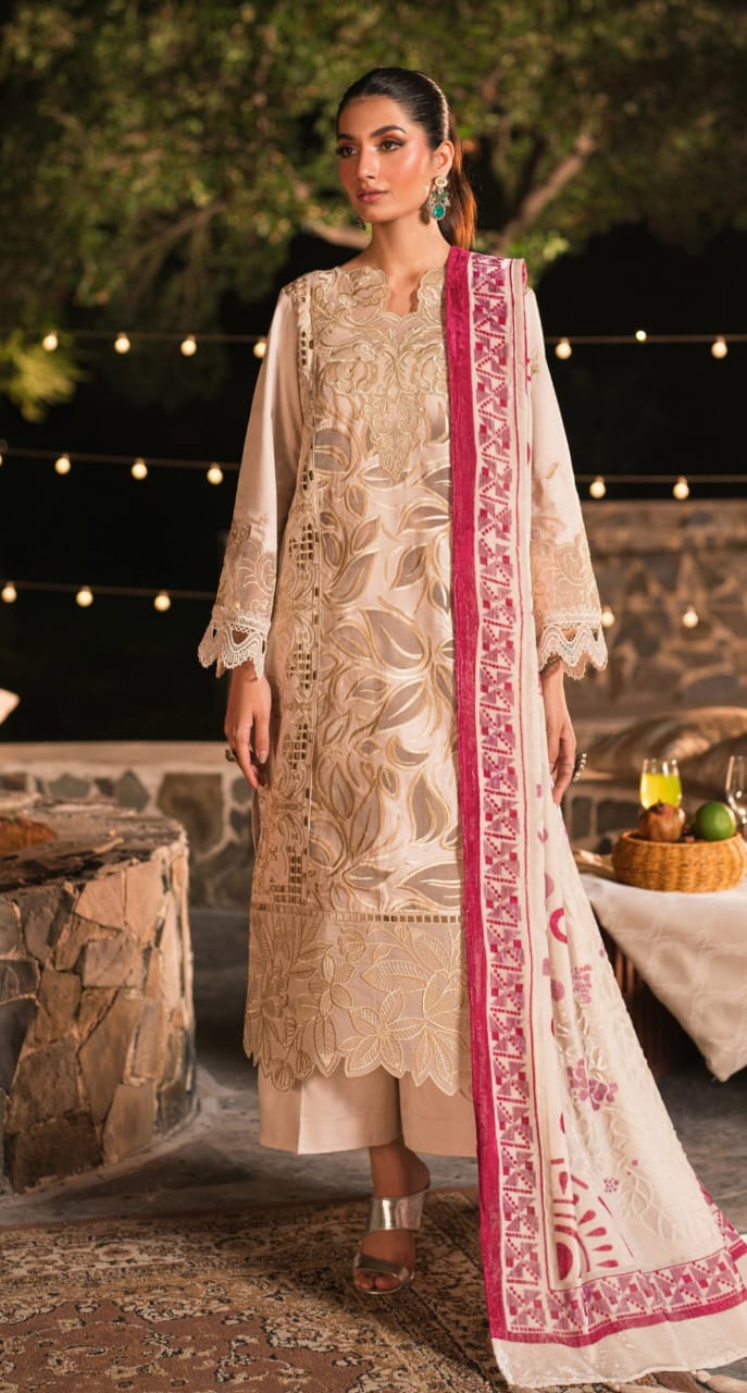 Nazakat by Mahnoor  Winter's Nazakat 3PC Heavy Embroidery Dress with Velvet Shawl