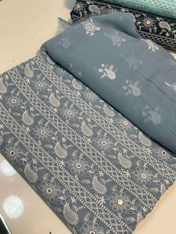 Bareeze-Inspired Sky Blue Chikankari Suit with Mirror Work