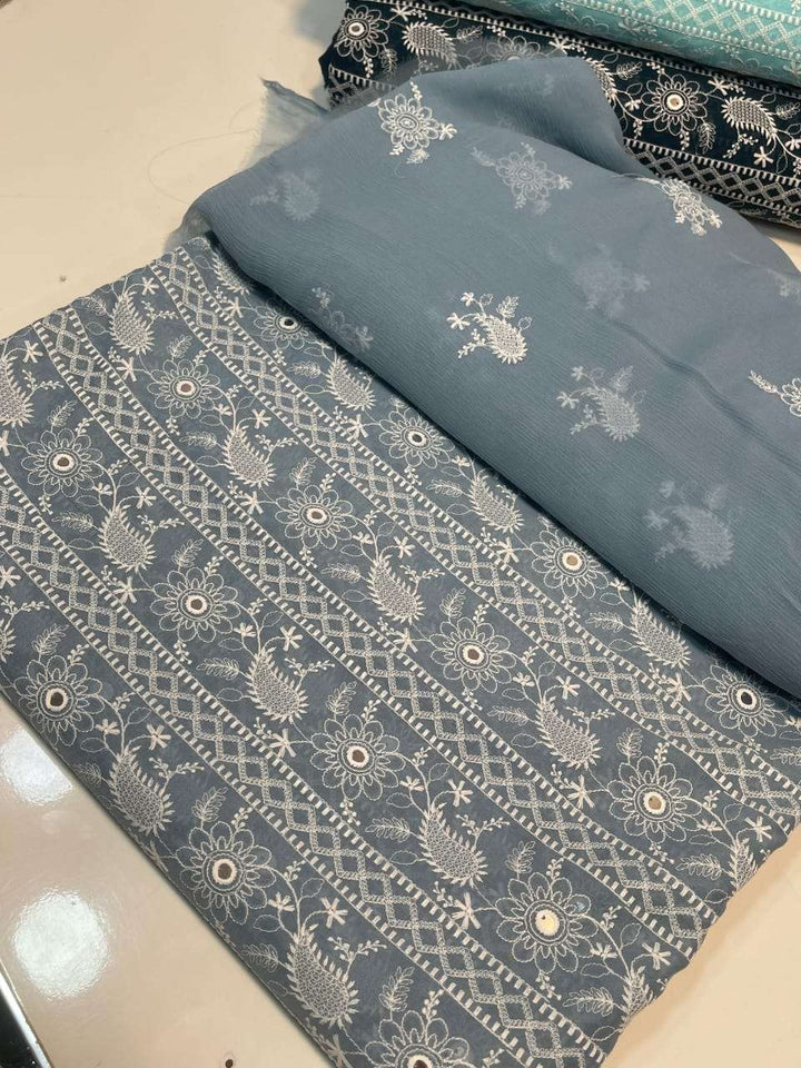 Bareeze-Inspired Sky Blue Chikankari Suit with Mirror Work