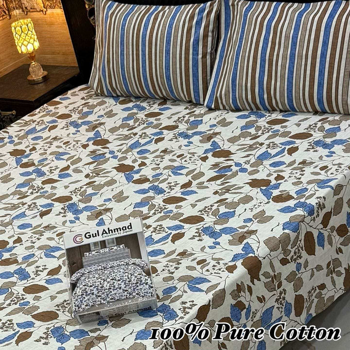 Gul Ahmed 100% Pure Cotton Bedsheets |  Double Bed
