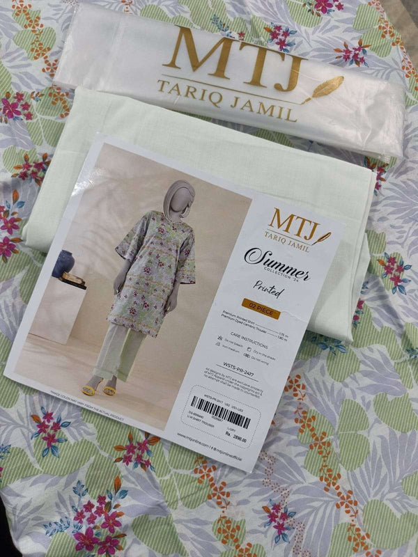 MTJ Summer'25 Printed Lawn 2PC | White