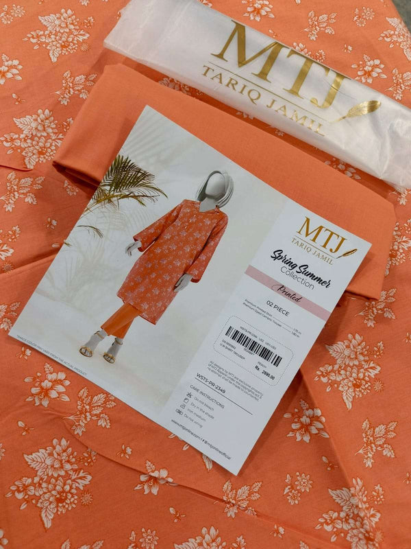MTJ Summer'25 Printed Lawn 2PC | Orange