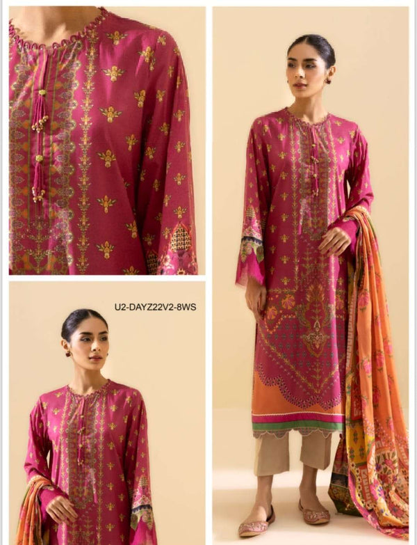 Sapphire Unstitched Lawn '25 3Pc Embroidered Lawn Suit | U2-DAYZ22V2-BWS