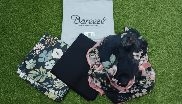Bareeze 3PC Printed & Emb Slub Khaddar - PR2081 - RUBAB CLOSET