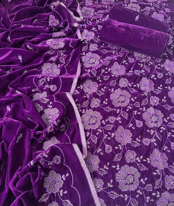 Bareeze 3PC Embroidered Micro Velvet Suit – Winter Luxury Edition