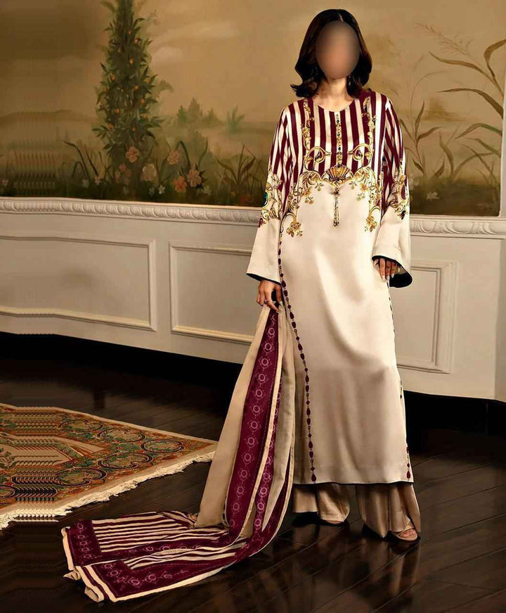 3PC Digital Printed Shamoze Silk Unstitched Dress