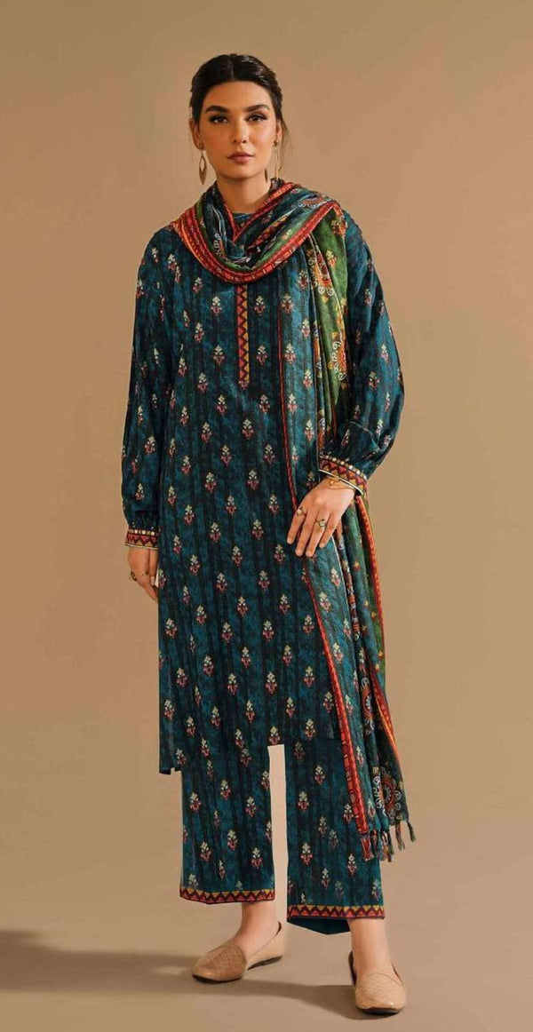 Nishat 3 Piece Printed Khaddar Winter Collection 2024